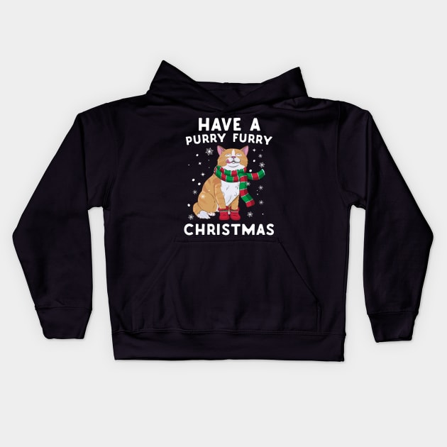 Have A Purry Furry Christmas Cat Kids Hoodie by Eugenex